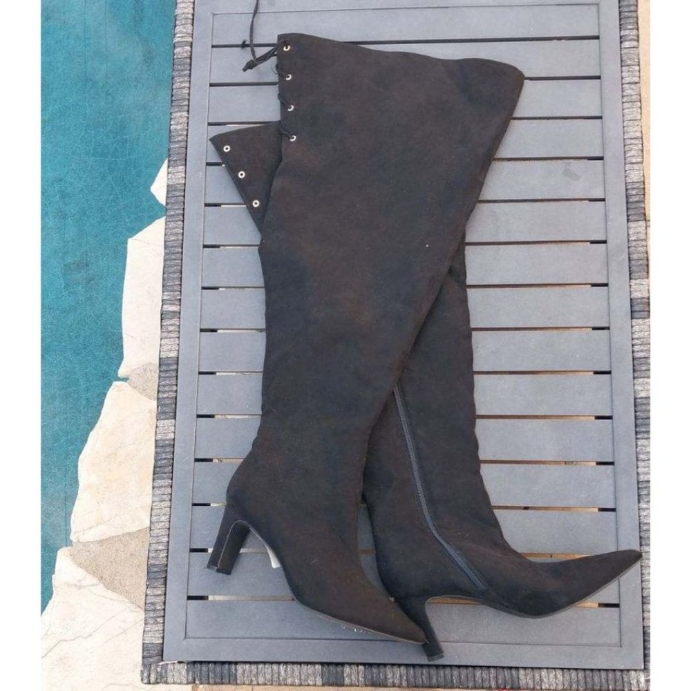 Bottes David O Nadia En Daim Noir Taille 10 US - Occasion Style Fashion Mid-calf